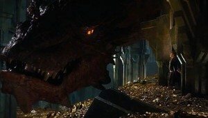 Smaug the Dragon in his gold-filled cave